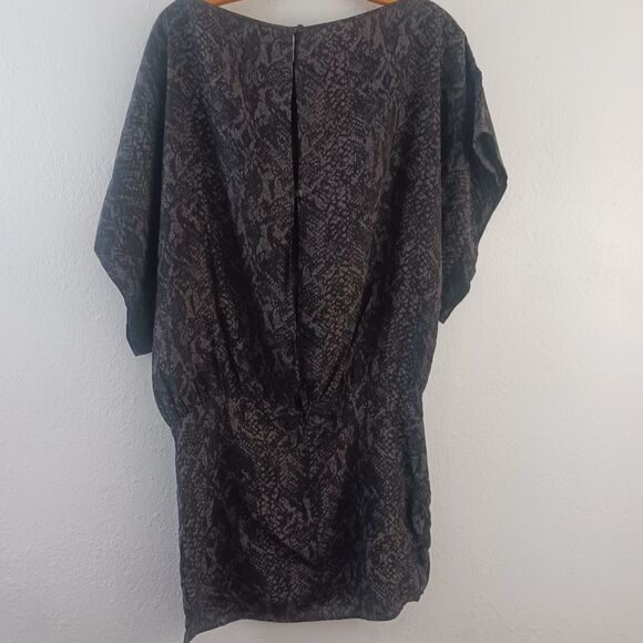 Parker short sleeve snake print black blouson over the knee silk dress size S - Picture 7 of 9